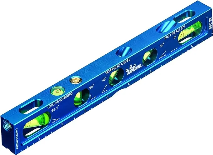 IDEAL Electrical 35-208 Electrician Level CNC Machined Aluminum Level with 5 Acrylic Vials, Magnetic Jaw