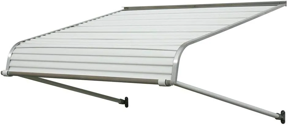 NuImage Awnings 40425 Series 2500 - Toldo de puerta de aluminio con brazos de soporte, 40 pulgadas de ancho, color blanco