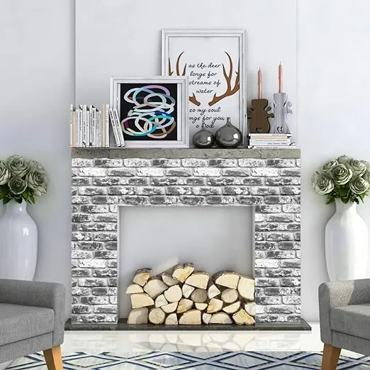 Grey Brick Wallpaper 17.7 Inch x 196.8 Inch Contact Paper for Bathroom Kitchen