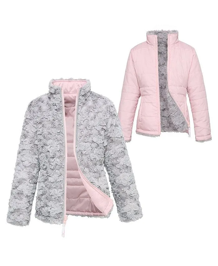 Little and Big Girls' Reversible Sherpa Fleece Puffer Jacket
      
          Little and Big Girls' Reversible Sherpa Fleece Puffer Jacket