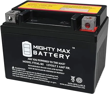 YTX4L-BS 12 VOLT 3AH MOTORCYCLE BATTERY REPLACES YTX4L-BS (1 Pack)