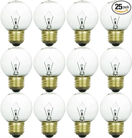 Sunlite Incandescent 25 Watt G16 Globe 150 Lumens White Light Bulb 12 Pack