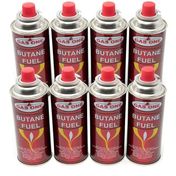 Gasone 8 oz. Butane Fuel Canister Cartridge with Safety Release Device (8-Pack)