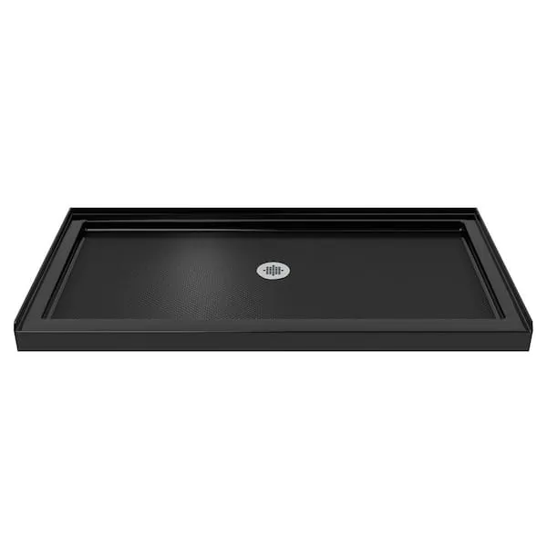 DreamLine SlimLine 32 in. D x 60 in. W x 2 3/4 in. H Center Drain Single Threshold Shower Base in Black, DLT-1132600-88