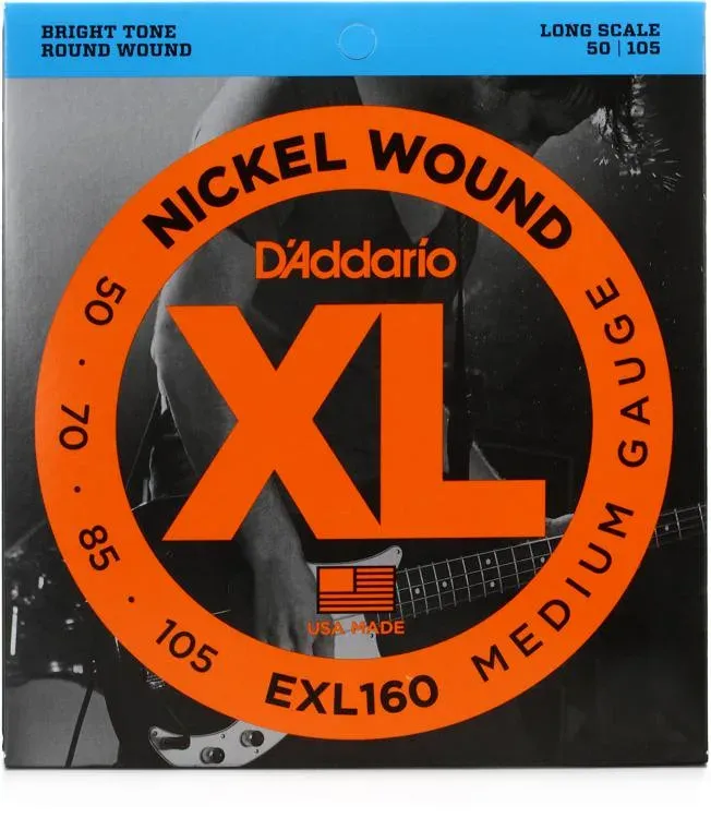 D'Addario EXL160 Nickel Wound Bass Guitar Strings - .050-.105 Medium Long Scale