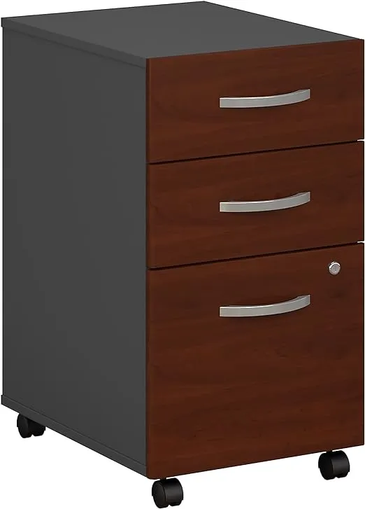 Bush Business Furniture Components 21"D Vertical 3-Drawer Mobile File Cabinet, Hansen Cherry/Graphite Gray, DeliveryBush Business Furniture Components 21"D Vertical 3…