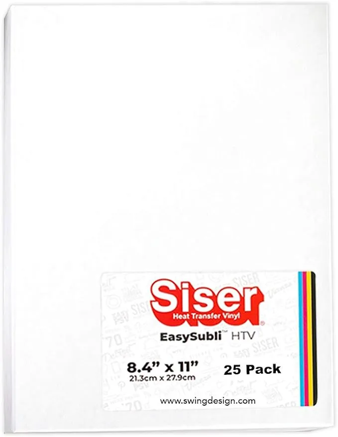 Siser EasySubli Sublimation Heat Transfer Vinyl 8.4 inch x 11 inch - 25 Pack