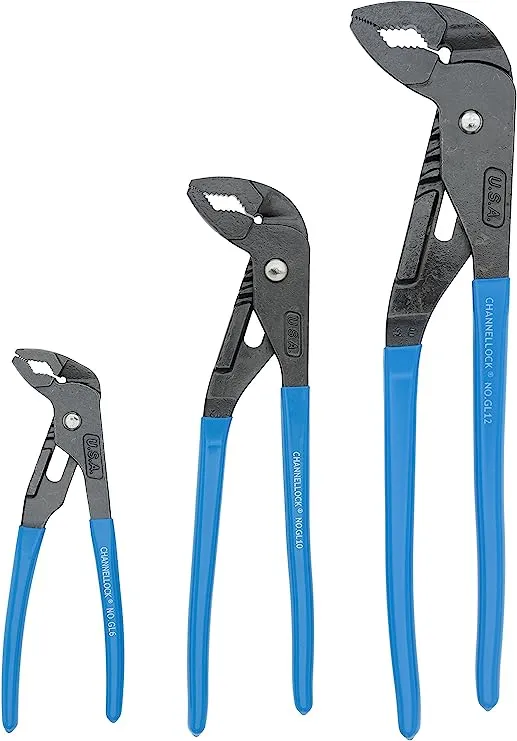 Channellock GLS-3 Tongue and Groove Plier Set, Dipped, 3Pcs. Blue, 6.5", 9.5", 12.5"Channellock GLS-3 Tongue and Groove Plier Set, Dipped, 3Pcs. Blue, 6.5", 9.5", 12.5"