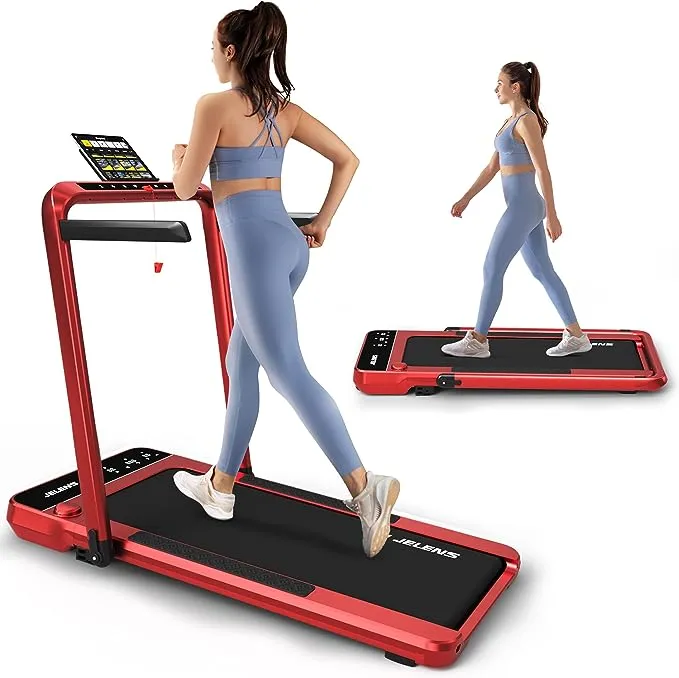 JELENS 2 in 1 Treadmill Under Desk Walking Pad 2.5HP Home Folding Treadmills with Incline and Gesture Sensing Control, Walking Pad for Office with Led Display