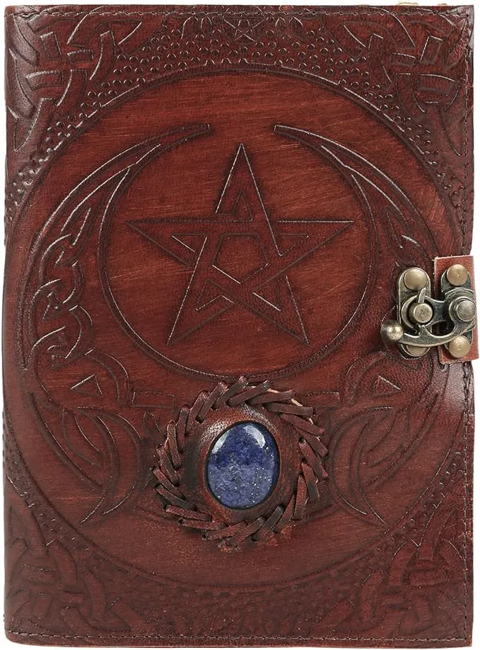 Komal's Passion Leather Hocus pocus book of spells journal book of shadows writing notebook deckle edge paper unlined (8x6, Deckle Edge Paper Brown)