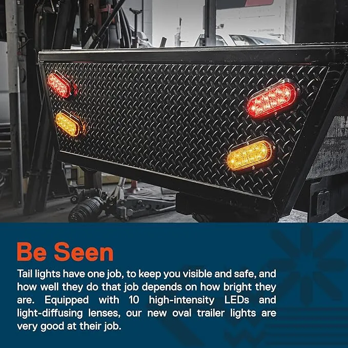 TRUE MODS 2pc 6 inch Red Oval LED Trailer Tail Light Kit [DOT FMVSS 108] [SAE S2T2I6] [Surface-Mount] [IP67 Waterproof] [Stop Turn Tail] Trailer Brake Lights for Boat Trailer RV TrucksTRUE MODS 2pc 6 inch Red Oval LED Trailer Tail Light Ki…