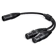 CableCreation XLR Splitter Cable, XLR Male to Dual XLR Female Y-Splitter 3Pin Balanced Microphone Cable (XLR-M to Two XLR-F), 0.3M/Black