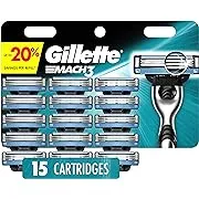 Gillette Mach3 Men's Razor Blades, 15 Blade Refills