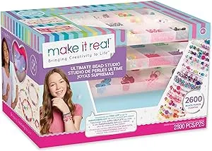 Make It Real – Ultimate Bead Studio. DIY Tween Girls Beaded Jewelry Making Kit. Arts and Crafts Kit Guides Kids to Design and Create Beautiful Bracelets, Necklaces, Rings and Headbands