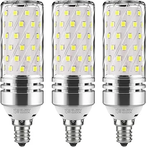 gezee E12 LED Corn Bulbs,15W LED Candelabra Light Bulbs 120 Watt Equivalent, 1500lm, Warm White 3000K LED Chandelier Bulbs, Decorative Candle, 4.1in*2.1in, Non-Dimmable LED Lamp(3-Pack)