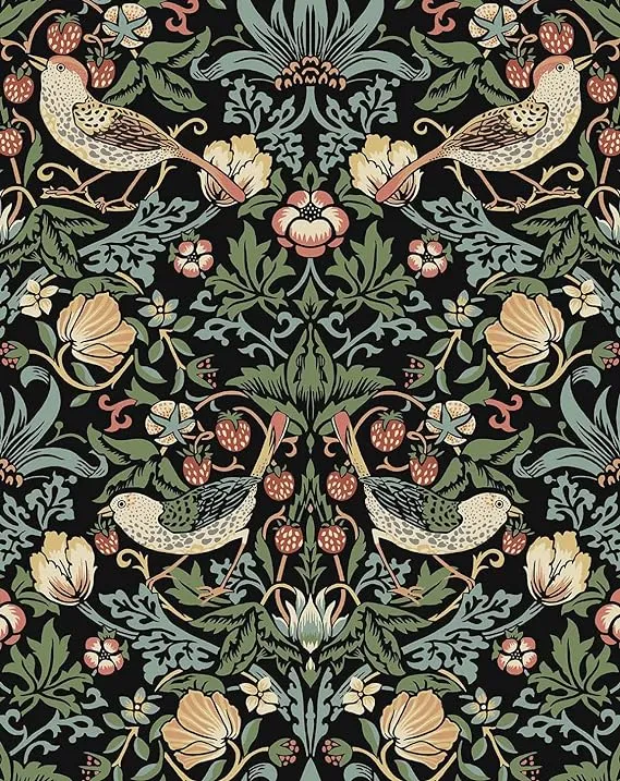 30.75 sq. ft. Ebony Aves Garden Vinyl Peel and Stick Wallpaper Roll