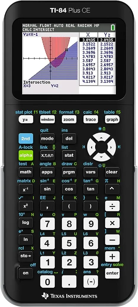 Texas Instruments TI-84 Plus CE Graphing Calculator, Bionic Blue, 7.5 inch