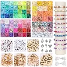 Clay Beads Bracelet Making Kit, 24 Colors Flat Round Polymer Clay Beads Set ...