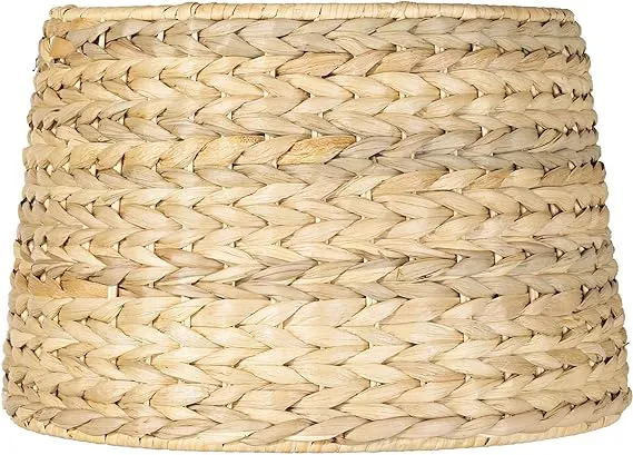 Woven Seagrass Small Drum Lamp Shade 10" Top x 12" Bottom x 8.25" Slant x 8" High (Spider) Replacement with Harp and Finial