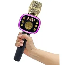 Carpool Karaoke Machine for Kids & Adults, Carpool Karaoke The Mic 2.0 - Wireless & Bluetooth Karaoke Microphone with Voice Changing Sound Effects and Duet Options - Gold & Black (2021 Version)