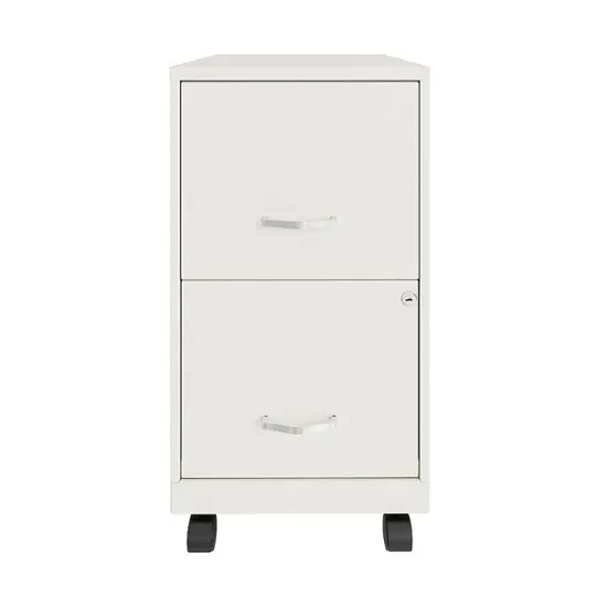 Space Solutions 18in 2 Drawer Metal File Cabinet Pearl White