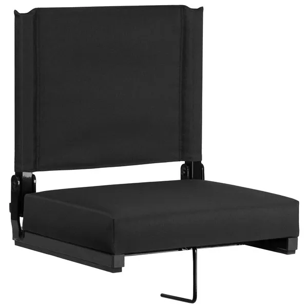 Flash Furniture Grandstand Portable Stadium Seat for Bleachers or Benches, Folding Padded Stadium Chair with Carrying Handle, 500 lb. Weight Capacity, Black