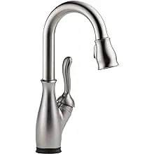 Delta Faucet Leland Touch Bar Faucet Brushed Nickel, Single Hole Wet Bar Faucets with Pull Down Sprayer, Prep Sink Faucet, Delta Touch2O Technology, SpotShield Stainless 9678T-SP-DSTDelta Faucet Leland Touch Bar Faucet Brushed Nickel, Singl…