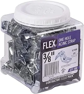 Halex – 3/8 Inch Flexible Metal Conduit (FMC) – 1 Hole Straps – 62180B – 200 Per Pack – SilverHalex – 3/8 Inch Flexible Metal Conduit (FMC) – 1 Hole Stra…