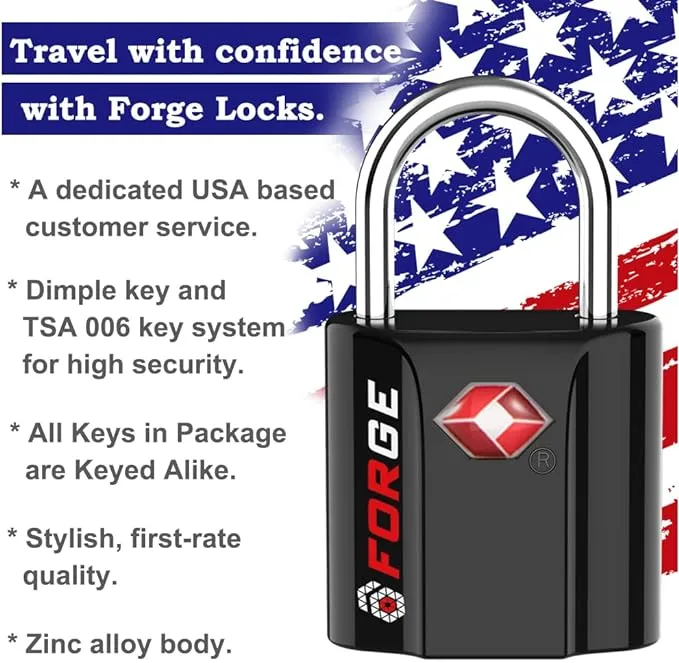 TSA Approved Luggage Locks, Ultra-Secure Dimple Key Travel Locks with Zinc Alloy Body