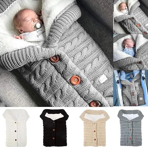 Newborn Baby Swaddle Blanket Fleece Stroller Wrap Nap Blanket Plus Velvet,Baby Kids Toddler Thick Knit Soft Warm Blanket Swaddle Sleeping Bag