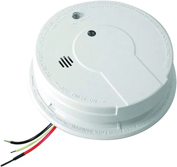 Kidde i12040 120V AC Wire-In Smoke Alarm with Battery Backup and Smart Hush