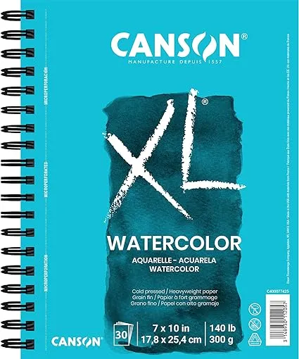 Canson XL Series Watercolor Textured Paper Pad for Paint, Pencil, Ink, Charcoal, Pastel, and Acrylic, Fold Over, 140 Pound, 18 x 24 Inch, 30 Sheets