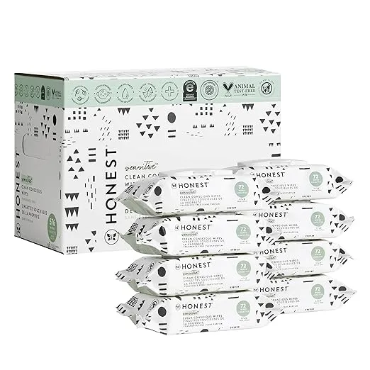 The Honest Company Clean Conscious Wipes | 99% Water, Compostable, Plant-Based, Baby Wipes | Hypoallergenic, EWG Verified | Pattern Play, 288 Count