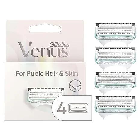 Gillette Venus Intimate Grooming Womens Razor Blade Refills with Bikini Trimmer, 4 Count