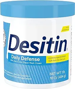 Desitin Daily Defense Baby Diaper Rash Cream with 13% Zinc Oxide, Barrier Cream to Treat, Relieve & Prevent Diaper Rash, Hypoallergenic, Dye-, Phthalate- & Paraben-Free, 16 oz