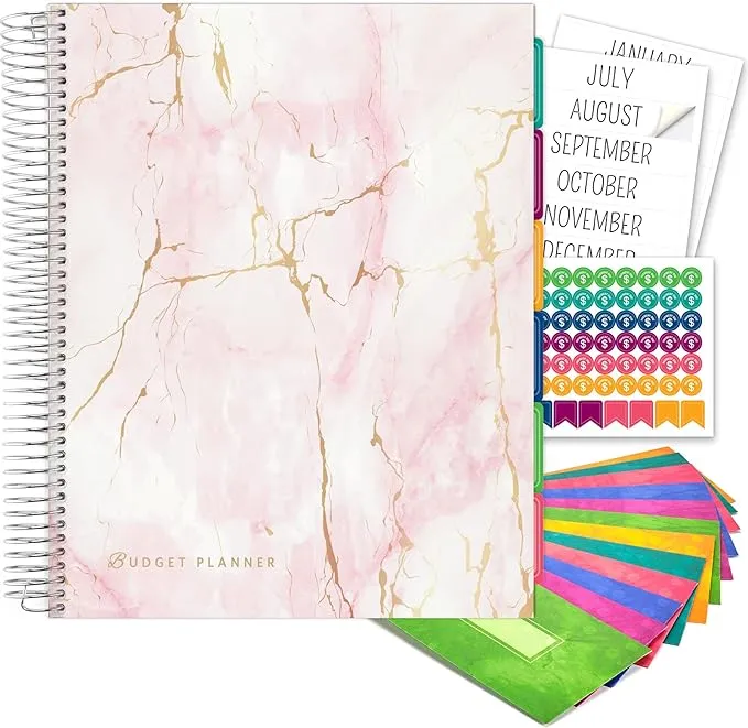 Global Printed Products 8.5" x 11" Budget Planner & Monthly Bill Organizer, Paperboard Cover, Pink/White (GPP-0073A)