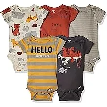 Gerber Baby Boys' 5-Pack Short Sleeve Fox Onesies