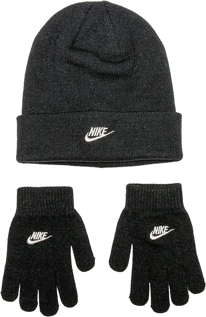 Nike Girls' Beanie & Gloves 2 Piece Set (Black) One Size Fits All (7-16)