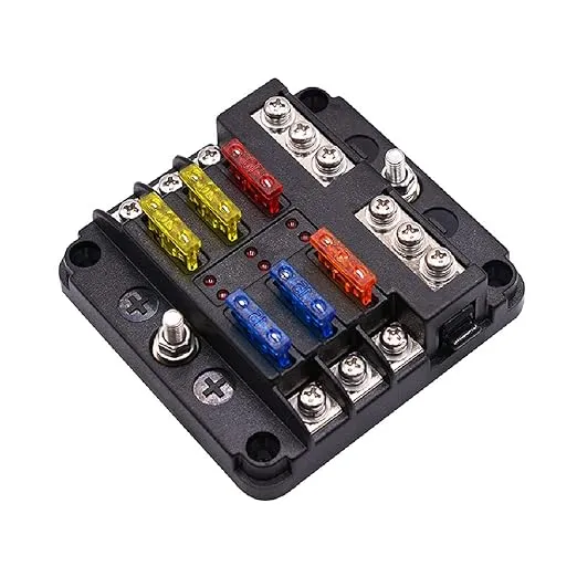 Fuse Block, 12-24V Marine Fuse Block Waterproof Boat Fuse Panel with LED Warning Indicator Damp-Proof Cover - 6 Circuits with Negative Bus 12V Fuse Box for Auto Car Boat(6 Way)