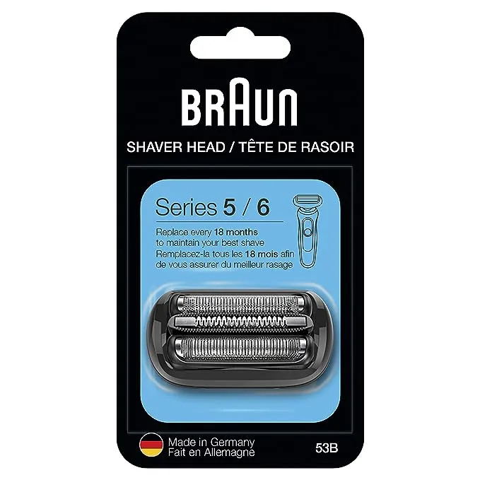 Cabezal de afeitadora eléctrica Braun Series 5 53B, negro: diseñado para afeitadoras Series 5 y Series 6 (nueva generación)