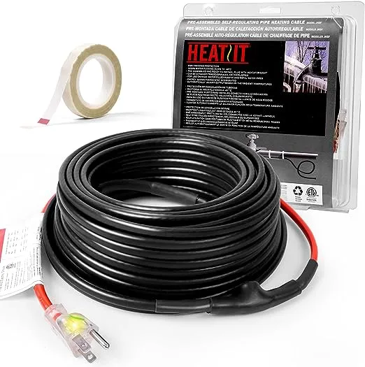 HEATIT Self-Regulating Water Pipe Heat Tape for Freeze Protection - Built-in Thermostat Heavy-Duty, 120V, 6Ft - Ideal for Metal and Plastic Pipes, Energy-Saving