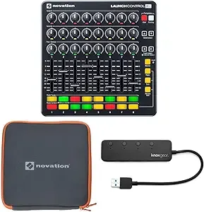 Novation Launch Control XL MIDI USB Ableton Live Controller Bundle with Launch Control XL Case and 3.0 4 Port USB Hub (3 Items)