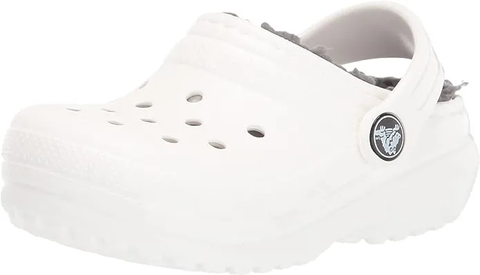 Crocs Kids' Classic Lined Clog |Slippers, White, 1 Little Kid