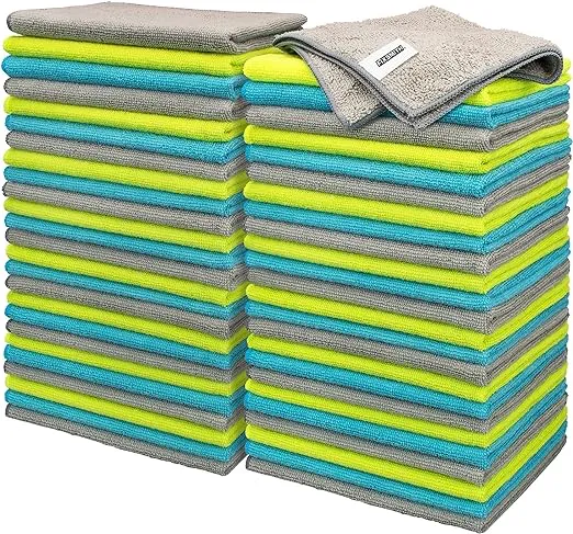 FIXSMITH Microfiber Cleaning Cloth - Pack of 50, Multi-functional Cleaning Towels, Size: 12 x 16 in, Highly Absorbent Cleaning Rags, Lint-Free, Streak