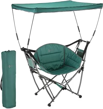 ARROWHEAD OUTDOOR Portable Folding Swinging Hammock Camping Chair, Removable Canopy, Perfect for Stargazing, Cup Holder, Storage Pouch, Carrying Bag Included, Supports up to 300lbs, USA-Based Support