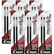 Pilot Precise V5 RT Liquid Ink Retractable Rollerball Pen Refills, 0.5mm, Extra Fine Point, Black Ink, Pack of 12