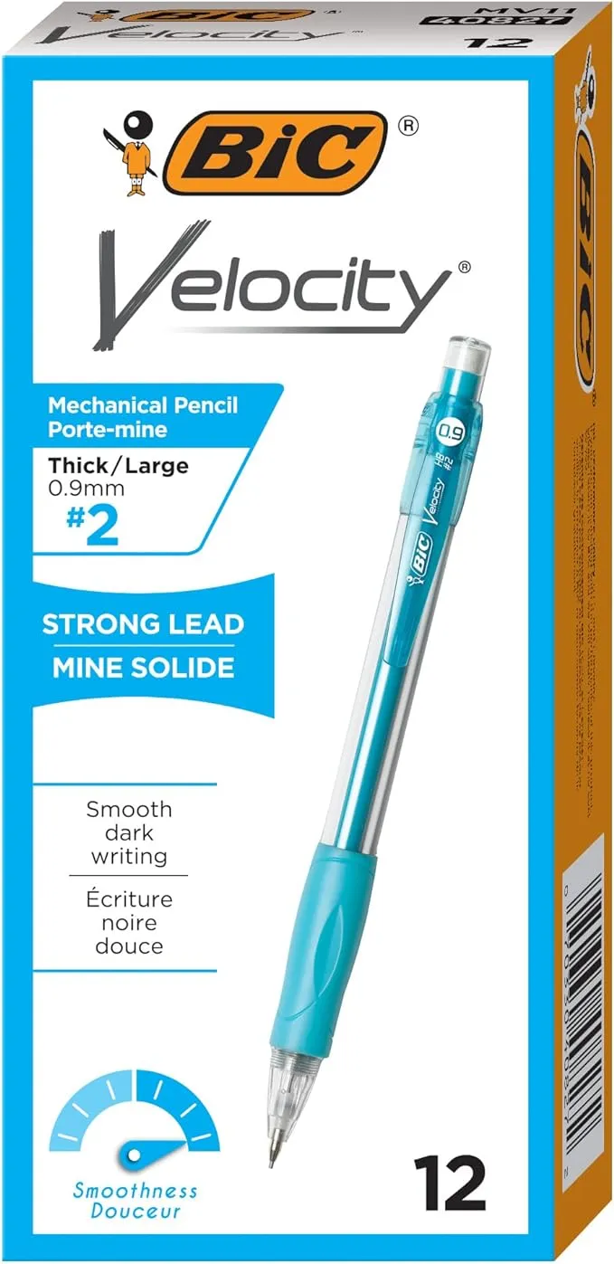 BIC Mechanical Pencils - #2 Lead - 0.9 mm Lead Diameter - Refillable - Turquoise Barrel - 1 Dozen