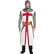 Crusader Medieval Warrior Costume - Adult Standard Size - 4-Color Premium Polyester - Perfect for Events & Parties, 1 Pc.