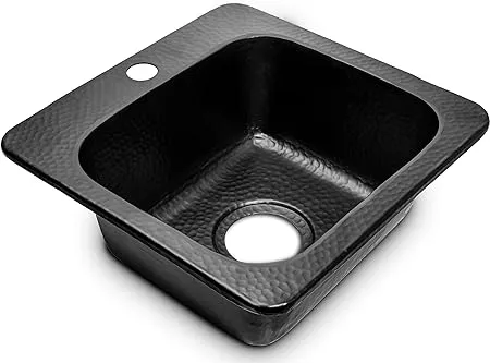 Monarch Abode 19192 Matte Black Hand Hammered Baxter Bar Prep Sink (15 inches)