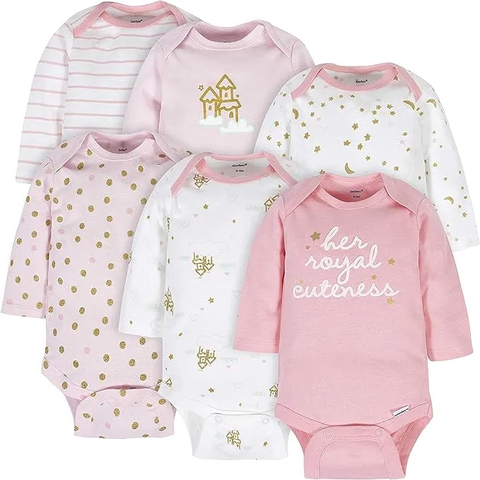 Gerber Baby Girls' Long Sleeve Onesies Bodysuits